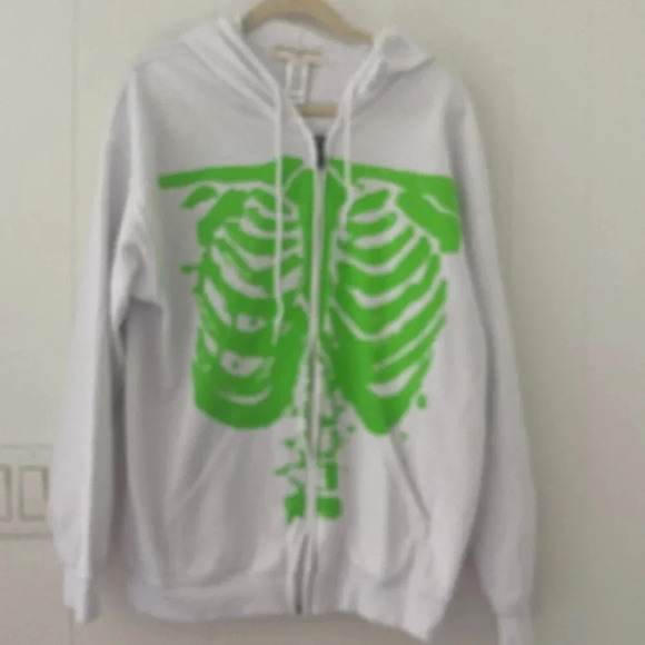 Project Social T Urban Outfitters Womens Skeleton Zip-Up Hoodie Sweatshirt S/M - Picture 1 of 4